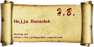 Hejja Benedek névjegykártya